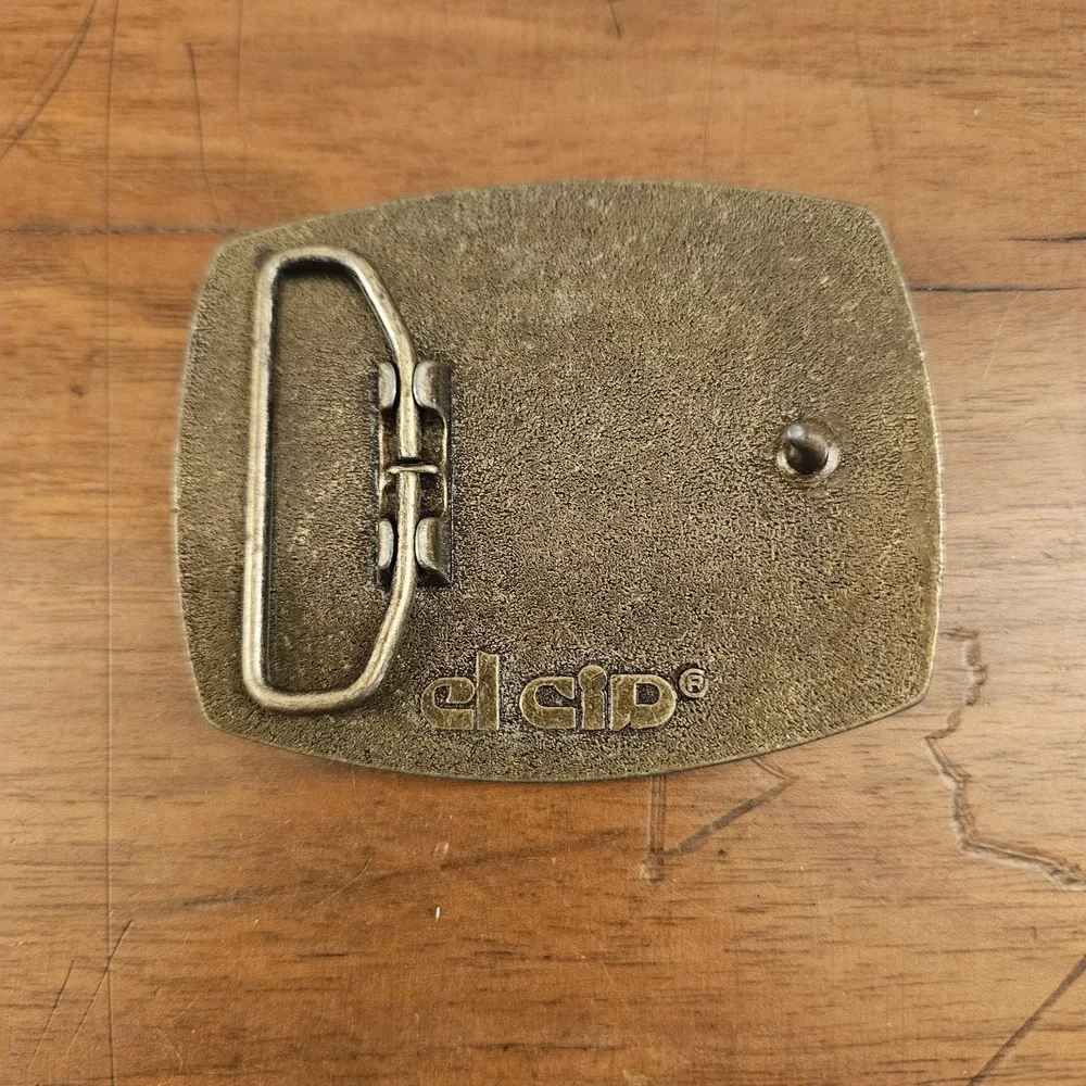 Western‎ Belt Buckle Brown Leather Customized DRS Initials Brass Tone El Cid